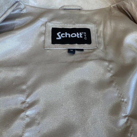 Schott NYC Vintage Women's Leather Jacket Cream Size Medium - Picture 2 of 11